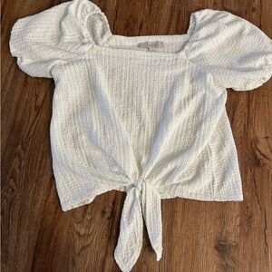 NWOT Loft white cap sleeved gauzy top size Small